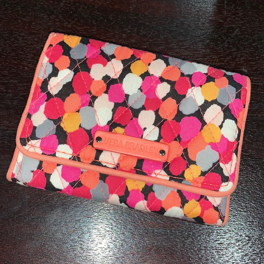 EUC Vera Bradley pixie confetti tri fold wallet